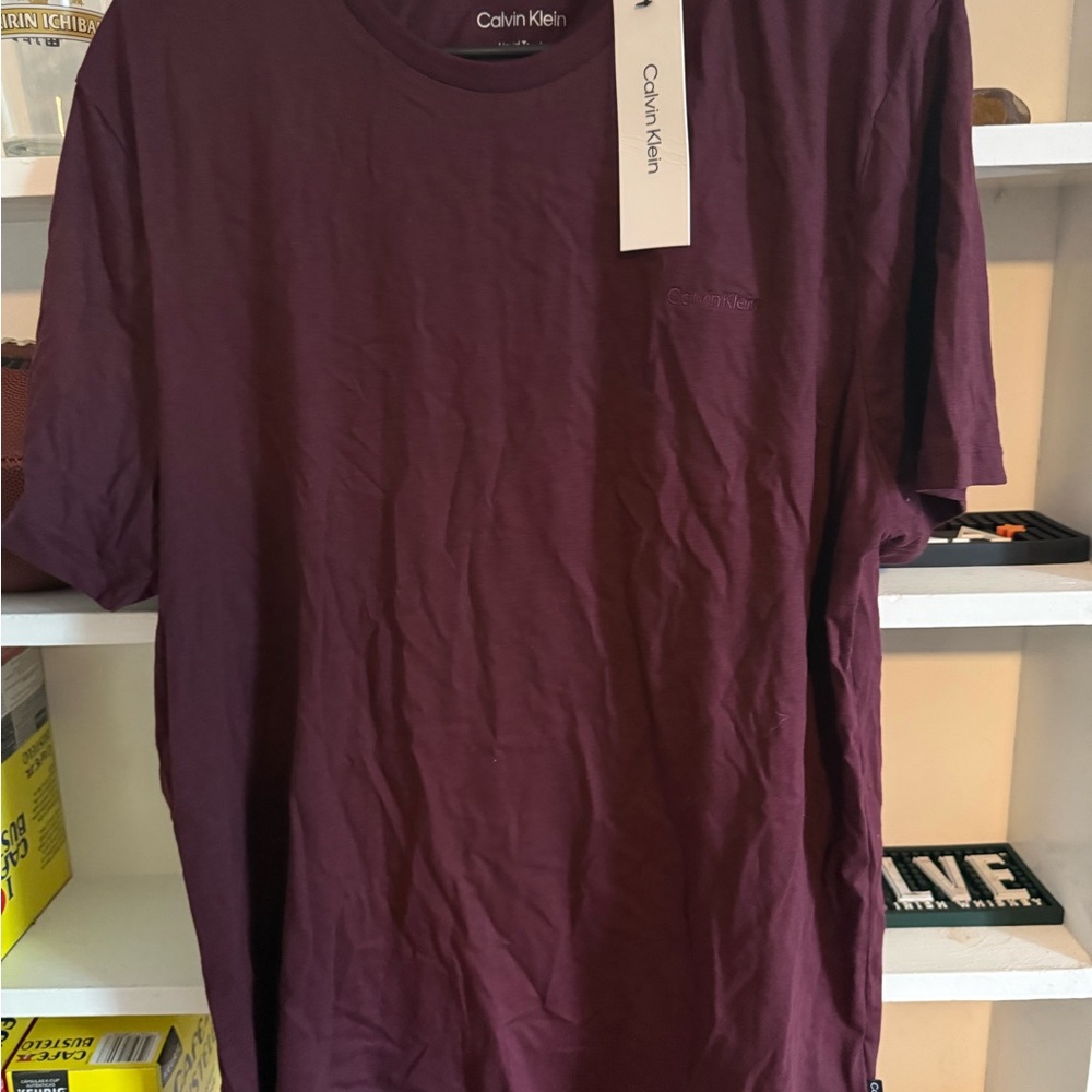 Calvin Klein Men's Short-Sleeve Crew T-Shirt in Deep Plum